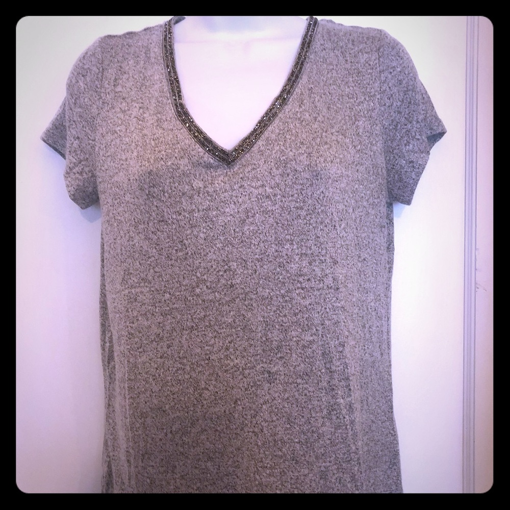 Gray Jennifer Lopez Short Sleeve Top